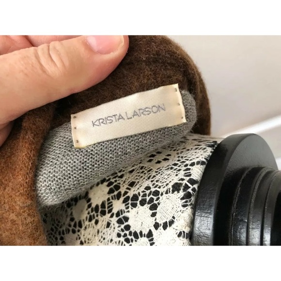 Krista Larson Brown gray wool cardigan-OOAK! - Picture 6 of 8